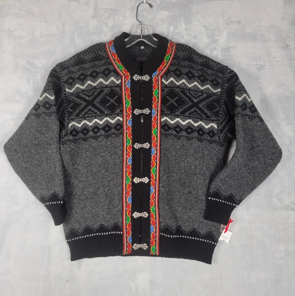 Scandinavian Handmade Cardigan Womens Large Wool Vintage Norway
